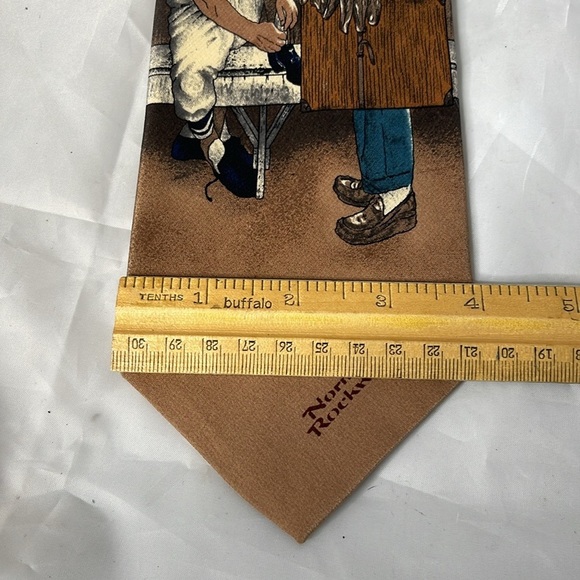 Vintage Norman Rockwell The Rookie Silk Tie The Saturday Evening Post 1995 Tan - Picture 11 of 12